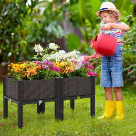 2 Set Elevated Plastic Raised Garden Bed Planter Kit for Flower Vegetable Grow