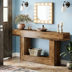 Wooden Console Table, Farmhouse 2-Tier Sofa Table Entryway Table (Main Color: Natural, Main Material: Wood)